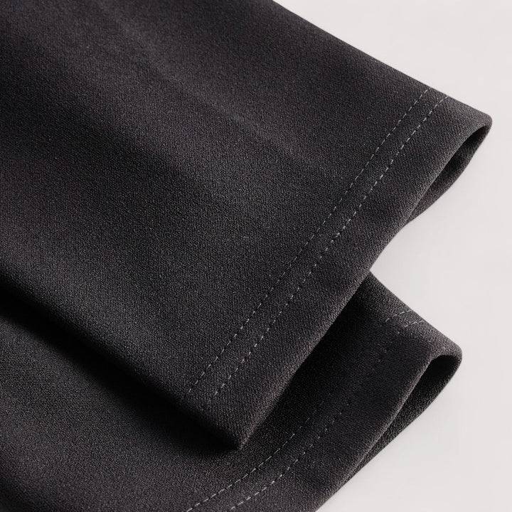 Kate | Refined black dress with belt and mandarin collar