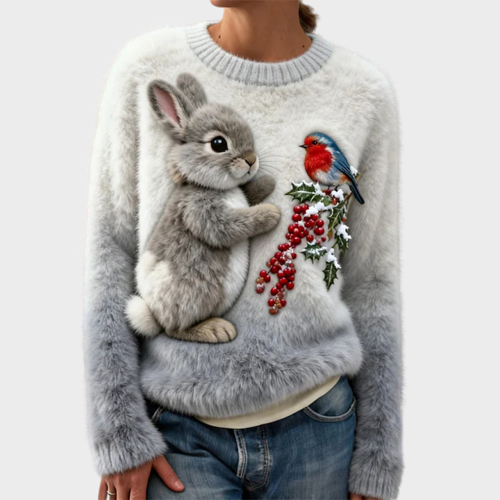 Lucy | Plush jumper with Christmas rabbit