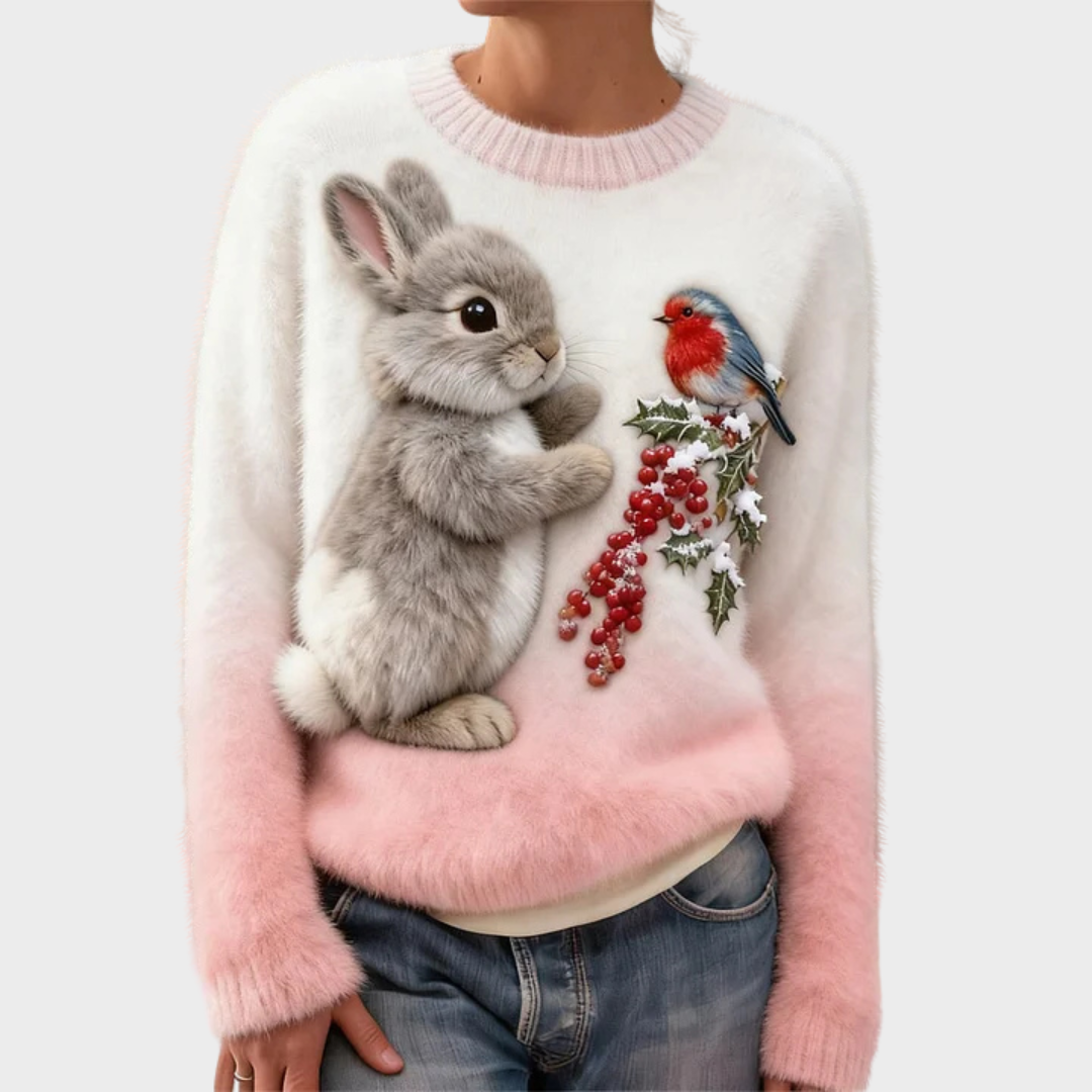 Lucy | Plush jumper with Christmas rabbit