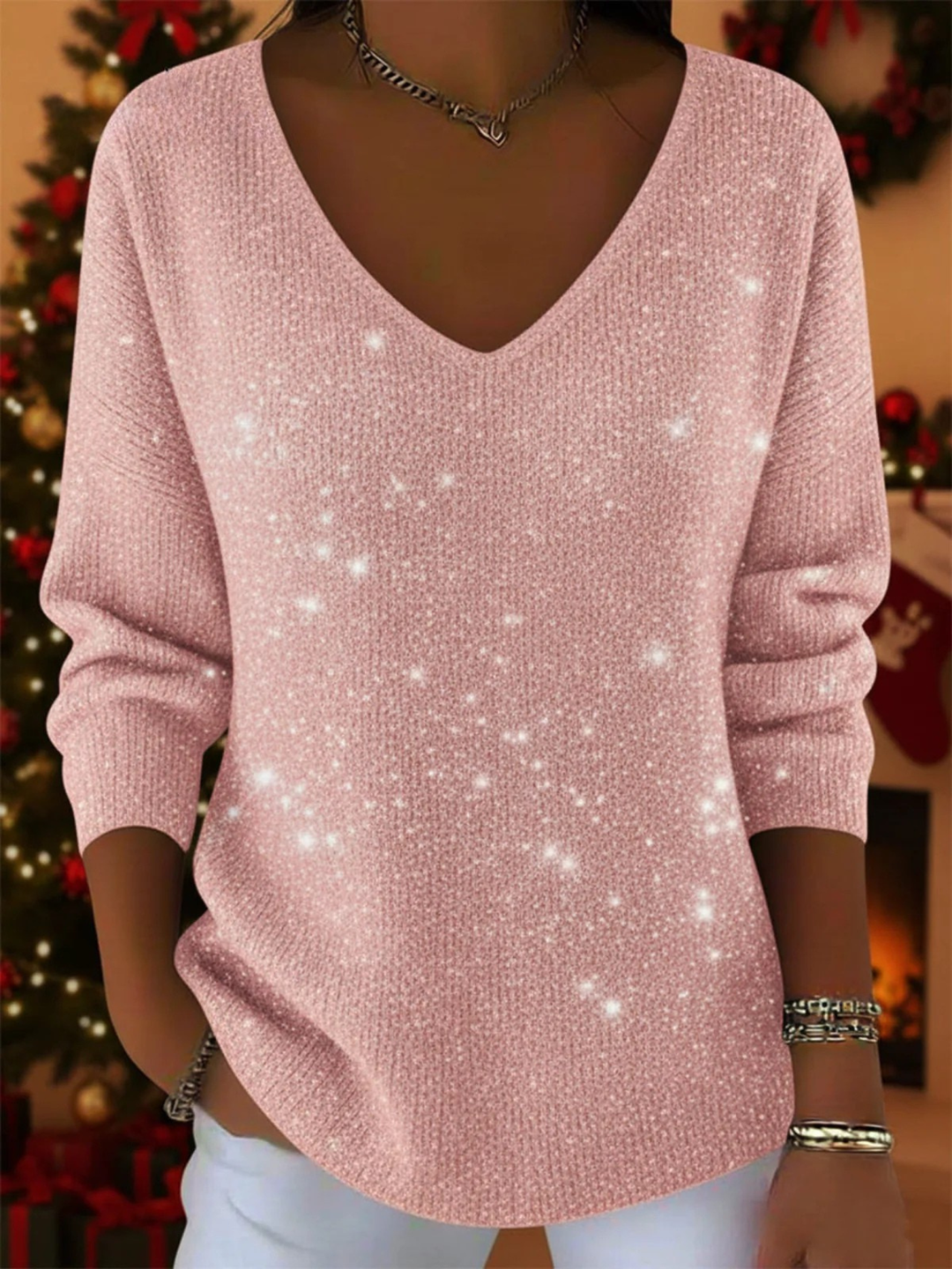 Ayla | Festive Women's V-Neck Jumper