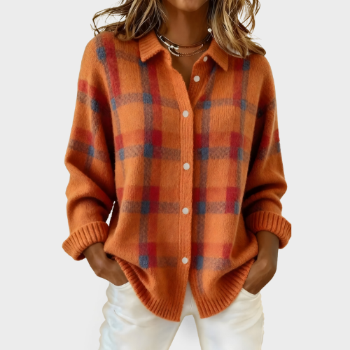 Maisie | Soft Checked Button-Up Knit