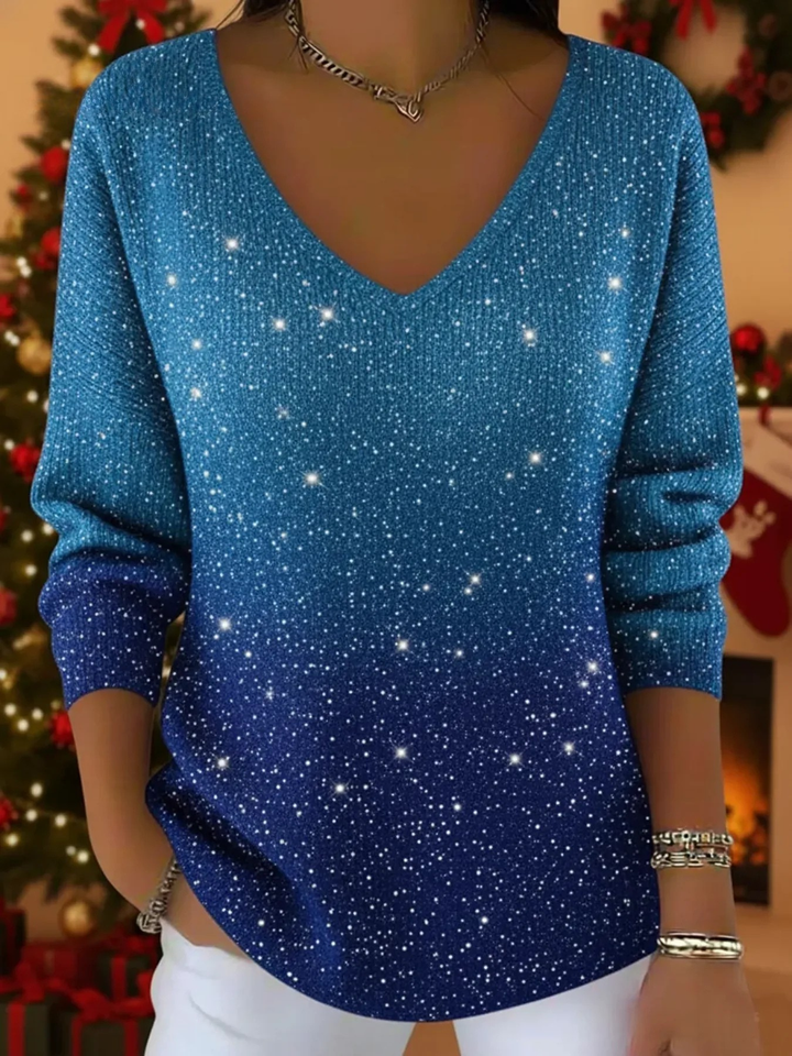Lydia | Festive Shimmer V-Neck Jumper