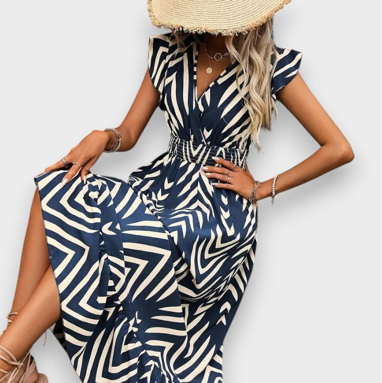 Milena | Dress with Allover Print and Smocked Waist